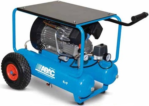 Abac Compresseur 9+9L 3CV Entraînement Direct, Bi-Cylindre En V, Vitesse Lente